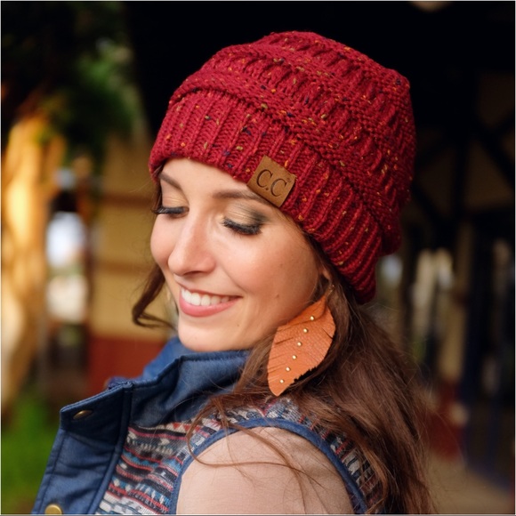 C.C Accessories - Burgundy Confetti CC Beanie